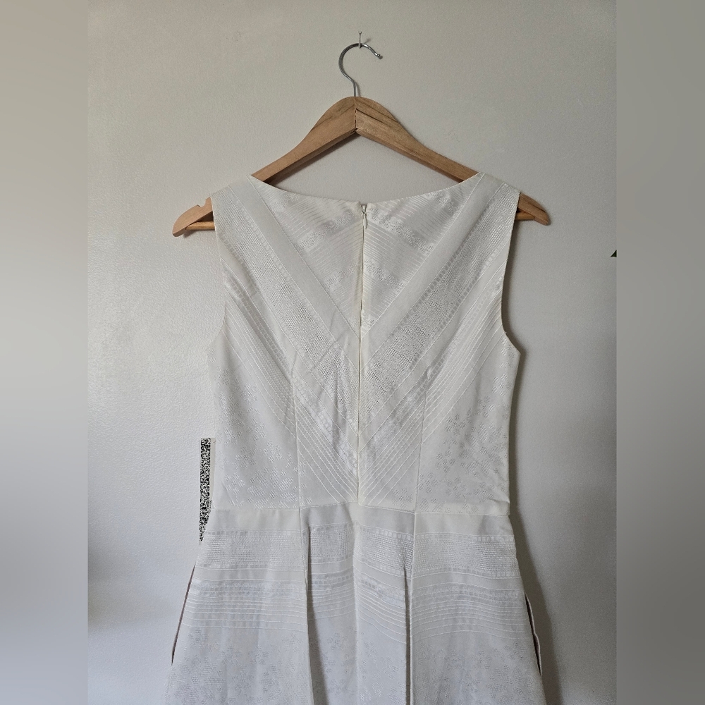 New Kay Unger New York Womens Size 6 A Line V Neck Short Ivory Sleeveless Dress - Picture 7 of 16